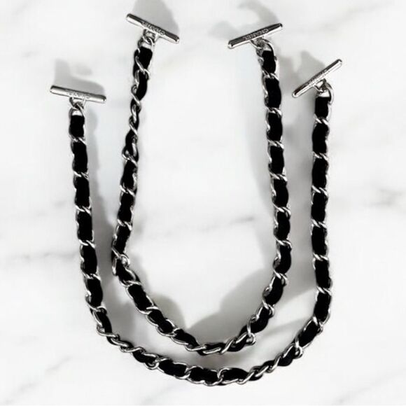 CHANEL Handbags - Chanel Black & Silver Bag Chain Straps Set of 2 from Authentic Chanel Bag EUC!